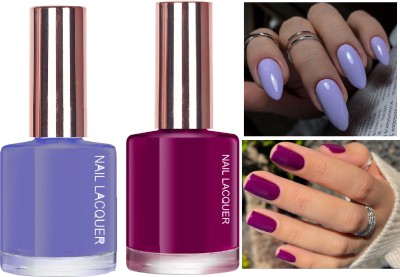 ADJD Shine & Breathable Light pink Nail Polish, Quick Dry Lavender & Magneta pink multi colour