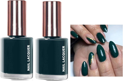 Emijun High Gloss Long Lasting Nail Polish for Women Kaitoke Green(Pack of 2)