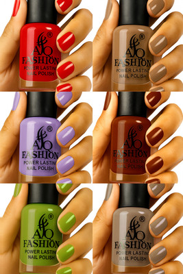 AQ FASHION Long Lasting quick dry Nail Polish New collection Combo A40 Multicolor(Pack of 6)