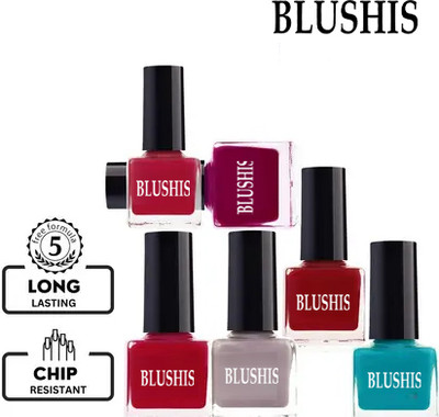 BLUSHIS New Premium Collection Nail Polish Combo of 6 Colors Multicolour(Pack of 6)