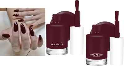 ADJD Combo Nail Polish with Glossy Gel Finish Quick Dark maroon drying Dark maroon