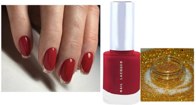 HUZURLU MINI GLITTER WITH QUICK DRYING RED NAILPAINT FOR WOMEN(MULTICOLOR)