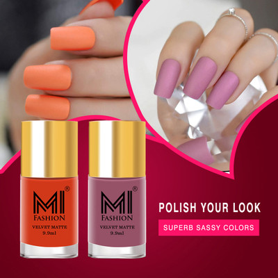 MI FASHION Make A Statement With Matte Nail Polish Combo Pack Orange,Rose(Pack of 2)