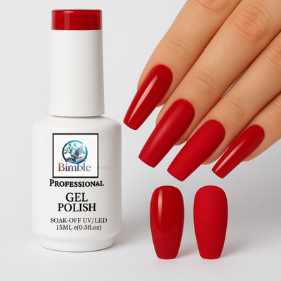BIMBLE Shade 003 15ml UV Gel – Salon Quality, Vegan, 2-Week Shine Shade-003 BOLD RED
