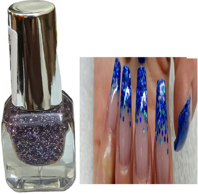 Luipui transparent blue sparkle nail paint long lasting nail polish pack of 1 BLUE