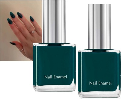 tanvi27 New Quick drying, Long-Lasting Bold Green Nail Polish with Glossy Gel Finish GREEN(Pack of 2)