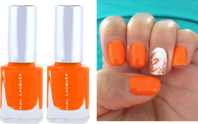 ADJD Combo Nail Polish Special Care For Thin, Soft And Weak Neon Orange Neon Orange(Pack of 2)