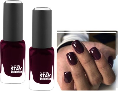 MYEONG Pigmented & Long Stay Unique Pearl Maroon Nail Paint combo MAROON(Pack of 2)