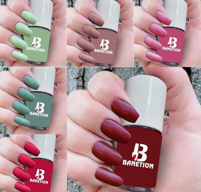 Banetion Luxury Nail Polish – Ultra Glossy, Smooth Application Multicolor(Pack of 6)