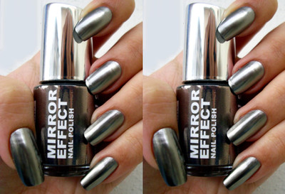 EVERERIN Combo Metallic Nail Polish Grey Magic Mirror Effect Chrome Nail Art Polish Grey