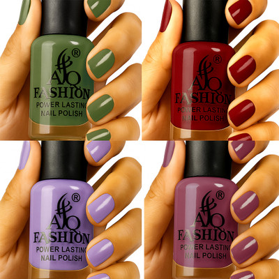 AQ FASHION Long Lasting quick dry Nail Polish New collection Set A134 Multicolor(Pack of 4)