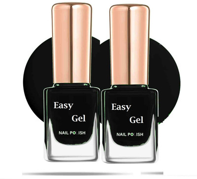 Emijun Nail Lacquer High Shine | Chip Resistant | Quick Drying Combo BLACK(Pack of 2)