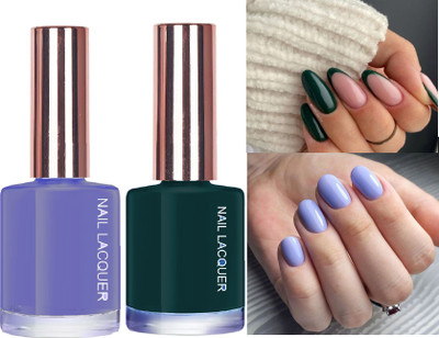ADJD Shine & Breathable Nail Polish, Quick Dry Bottle green & lavender multi colour