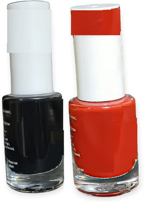 Luipui BLACK AND DARK RED NAIL POLISH COLOR BLACK, DARK RED(Pack of 2)