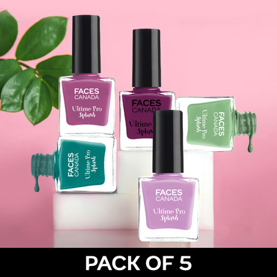 FACES CANADA Splash Nail Enamel Combo | Quick Drying | Pack of 5 Multicolor