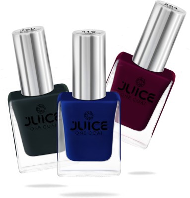 Juice Nail Paint Combo consists 3 Nail Polish Zaffre, Hampton Green, Merlot(Pack of 3)