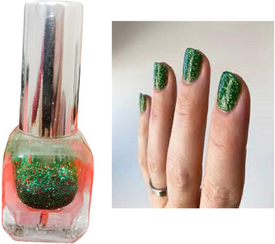 Luipui green nail polish in glitter finish pack of 1 green