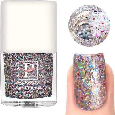 Perpaa Glitter Nail Polish for Women & Girls Silver