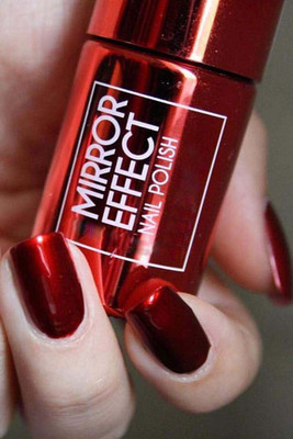 MYEONG Magic Metal Chrome Mirror Effect Quick Dry & Long Lasting Red Nail Polish Red