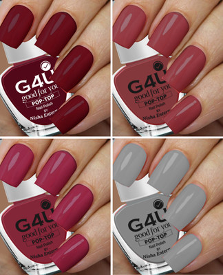 G4U Bright 4 Piece Quick Dry Nail Polish Kit A11 Wine-Mauve-Brown-Grey(Pack of 4)
