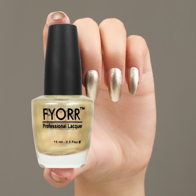 FYORR Gold Golden Shine Nail Polish Long Lasting Smooth Finish Nail Enamel (15ML) (Gold Rush)