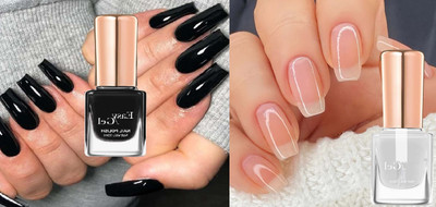 manasona Best Nail Polish Combo set of 2 Top Coat Waterproof & Long Lasting Transparent, Black(Pack of 2)