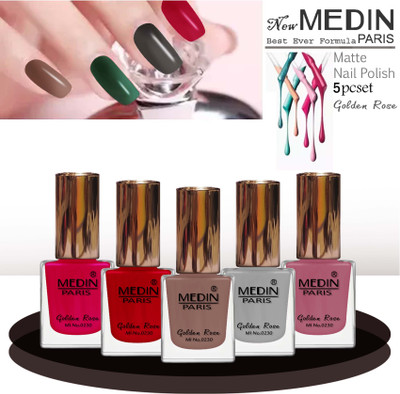 MEDIN Paris New Beautifull Color Matte Nail Polish combo set of 5 Multicolor 4