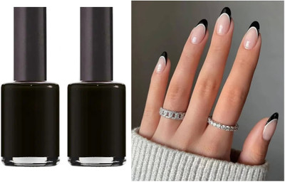GFSU - GO FOR SOMETHING UNIQUE Long Lasting Highly Pigmented Nail Polish glossy black(Pack of 2)
