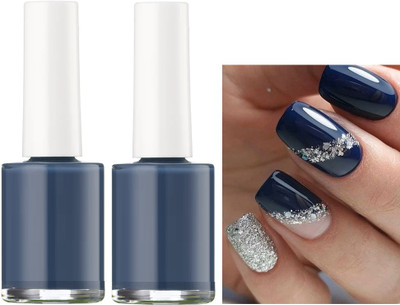 THTC COMBO NAIL PAINT FOR STYLING NAILS QUICK DRYING MIDNIFHT BLUE MIDNIGHT BLUE(Pack of 2)