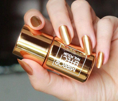 ADJD Lasting Metallic Mirror Golden Effect Nail Art Polish Quick Drying golden