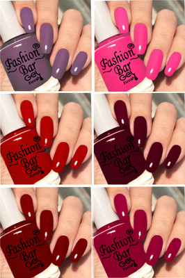 Fashion Bar Quick Drying Long Lasting High Shine Nail Polish For Women and Girl T737 Multicolor(Pack of 6)