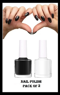 SHENYCOLORS Glossy Nail Polish FOR GET BEAUTIFUL NAILS BLACK AND WHITE(Pack of 2)