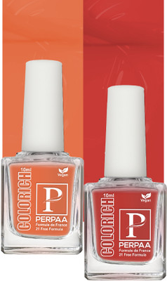 Perpaa Colorich Vegan & Organic | Glossy Gel Nail Polish ,combo 30 (10 ml each) Bold Red, Orange(Pack of 2)