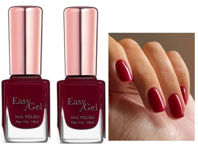 EVERERIN COMBO Nail Polish Long Lasting & Quick Drying rose red ROSE RED(Pack of 2)