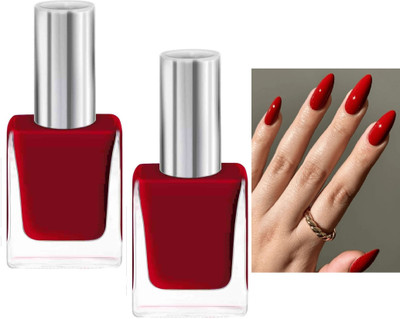 Emijun FINISH- WATER PROOF NAIL POLISH VALENTINES DAY RED COMBO RED(Pack of 2)