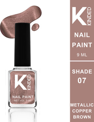 KINDED Nail Paint Lacquer Nail Polish Enamel with One Coat Single Stroke Application Metallic Copper Brown