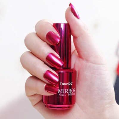 tanvi27 New Magic Mirror Effect Chrome Nail Art Red Polish Red