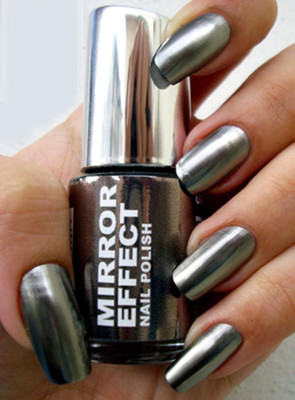 EVERERIN Metallic Nail Polish Magic Mirror Grey Effect Chrome Nail Art Polish Grey