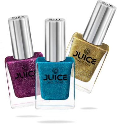 Juice Nail Paint Combo 11 1 Metallic Gold - S06, 1 Aqua Marin - S11, 1 Red Violet - S39(Pack of 3)