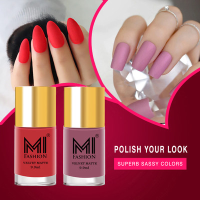 MI FASHION Make A Statement With Matte Nail Polish Combo Pack Peach,Rose(Pack of 2)