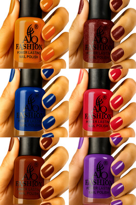 AQ FASHION Long Lasting quick dry Nail Polish New collection Combo A37 Multicolor(Pack of 6)