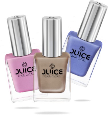 Juice Nail Paint Combo 3 Charm Pink -12, Sweet Orange - 24, Cornflower - 76(Pack of 3)