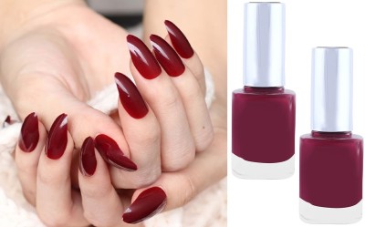 Latixmat Non-Toxic Long Lasting Highly Pigmented Glossy Finish Maroon Nail Polish Maroon(Pack of 2)