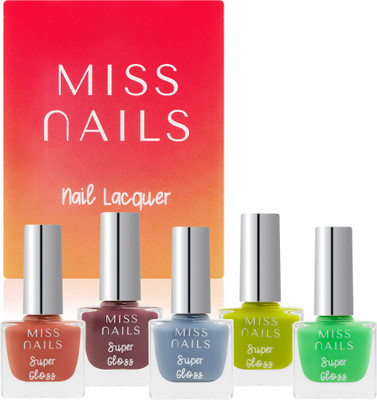 Miss Nails Super Gloss Set of 5 Combo SG12 Multi(Pack of 5)