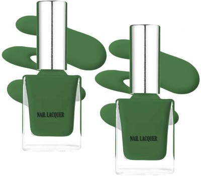 MYEONG Nail Lacquer, Glossy Finish Nail Polish Combo Green(Pack of 2)