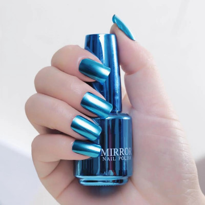 imelda Magic Mirror Effect Chrome Nail Art Polish Metallic Blue