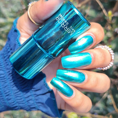 ADJD Lasting Metallic Mirror Effect Nail Art Polish Quick Drying SKY BLUE