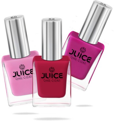 Juice Nail Paint Combo 25 Baby Pink - 60, Red - 52, Cobalt Blue - 05(Pack of 3)