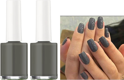THTC COMBO INSTANT NAIL PAINT FOR STYLING NAILS QUICK DRYING DARK GREY DARK GREY(Pack of 2)
