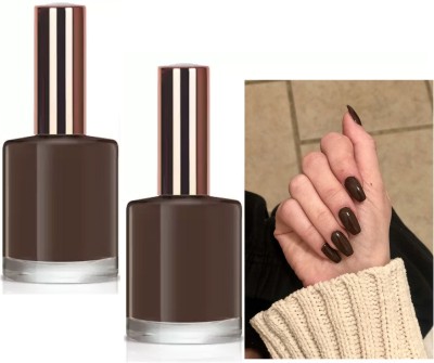 CATERINACHIARA Shine & Breathable Nail Polish, Quick Dry dark brown COMBO DARK BROWN(Pack of 2)